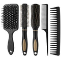 5Pcs Hair Brushes for Women Hair Comb Set Detangler Brush for Men and Women Wet, Dry, Curly and Straight Hair - color: Black