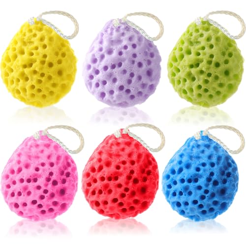 FoldTier 6 Pcs Bath Sponge Deep Cleansing Body Loofah Gentle and Deep Exfoliating Body Scrubber Bath Accessories Men Women Baby Sponge for Bathing Shower (Stylish Color) - color: Stylish Color