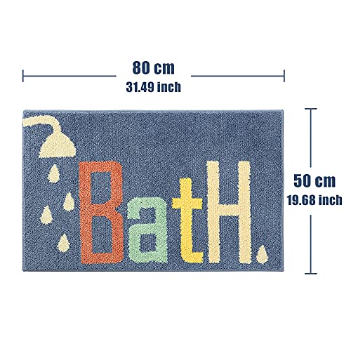 Bath Rugs Non Slip Washable Cute Navy Blue Bathroom Mats,Extra Soft Microfiber Water Absorbent Shower Toilet Set for Bathroom,Kids,Indoor-20 x32/50x80cm - size: 20 x 32 inches