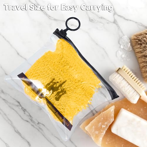 SubSahara Authentic African Net Sponge - 2 Pack Exfoliating Bath & Shower Loofah Sponge for Body & Face, Gentle Scrubber for All Skin Types, Travel, Durable (Lavender Purple & Bright Yellow) - color: Lavender Purple & Bright Yellow