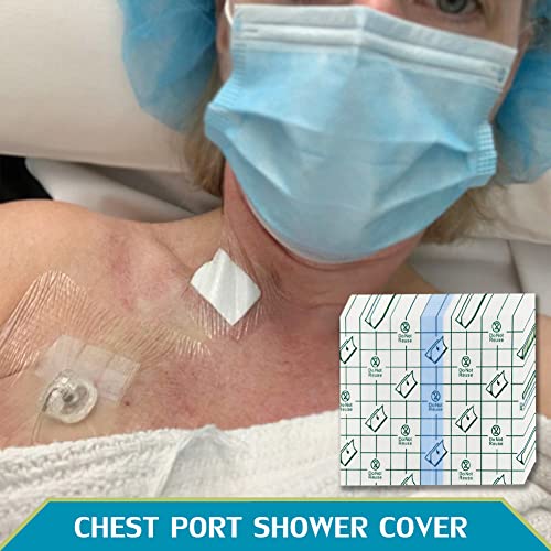 50 Pcs Chest Port Shower Cover Waterproof Adhesive Bandage Protector 4 x 4 Inch for Dialysis Catheter Chemo Hemodialysis Transparent Patch Surgery Wound Incision Water Barrier Stretch Dressing - size: 4 x 4 Inch (Pack of 50)
