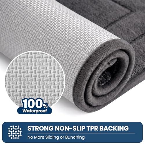 PURRUGS Machine Washable Kitchen Rug 24" x 35.5", Non-Slip/Skid Kitchen Runner Rugs & Floor Mats, Super Absorbent Soft Standing Mats for Kitchen, Sink & Laundry, Grey - color: Grey, size: 24" X 35.5"