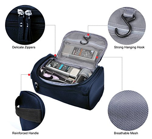 Vercord Mens Toiletry Bag Wash Travel Small Shaving Dop Kit Shower Bathroom Ditty Hygiene Bag Navy Blue - color: Navy Blue