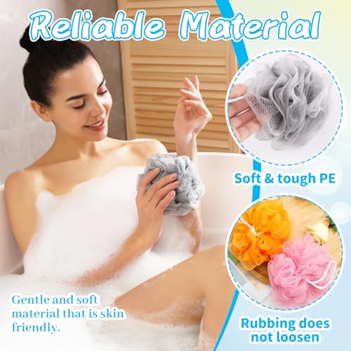 10 Pcs Bath Loofah Shower,Mesh Sponge Pouf,Soft Mesh Shower Loofahs for Body Wash,Bathing Accessories,Bathroom(10 Colors) - color: Style C - 30g