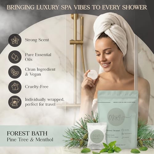 Pine Shower Steamers Aromatherapy 6 Pack – Pine Tree Menthol Shower Steamer for Sinus Relief, Stress Relief & Self Care – Fresh Spa Shower Bombs for Women & Men