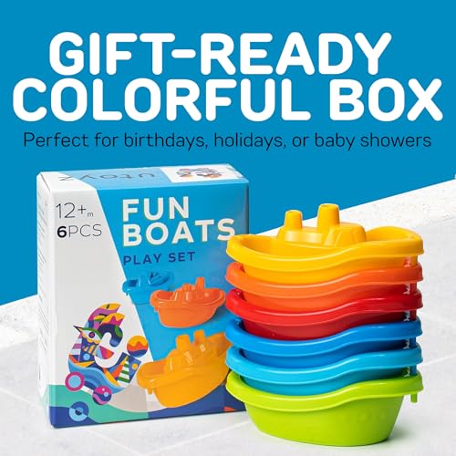 Stackable Toy Boat – 6pcs Educational Water Toys for Toddlers 1-3, Baby Pool Essentials, Baby Bath Toys for Kids Ages 1-3 & Toddler Pool Toy for 1 Year Old & Up, Fun Accessories for Bathtime