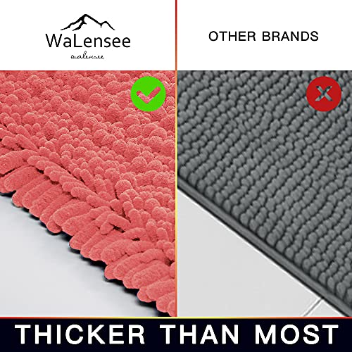 Walensee Bathroom Contour Rug Non Slip Toilet U Shaped Bath Mat (20x24, Coral) Water Absorbent Super Soft Shaggy Chenille Machine Washable Dry Extra Thick Perfect Absorbant Best Plush Carpet - color: Coral, size: 20"x24" Contour Rug