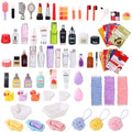 DIYDEC 75Pcs Dollhouse Mini Jewelry Storage Case Miniature Bathroom Accessories Figurines with Makeup Set Towel Cosmetic Toothbrush Shampoo Perfume Hair Dryer Comb Purse Doll Backpack Micro Scene - color: Dollhouse Makeup Set