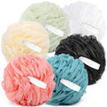 6 Pack Bath Sponge, 100g/pc XXL Large Mesh Pouf Shower Loofah Exfoliating Body Scrubber Shower Scrunchies