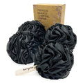 Spongentle Shower Loofah Bath Sponge, Body Scrubber with Soft Mesh, Exfoliating Bath Pouf with Activated Charcoal, Bath Sponge for Women & Men, Bath Accessories for Scrubber Cleaning Tool, 60g 4 Pack - style: Charcoal Black