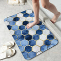 Blue Marble Bathroom Mat, Non-Slip Rubber Backing Thin Low-Profile Bath Rug, Easy-Clean Bathroom Floor Mat for Shower, Bathtub, Kitchen, or Entryway - color: Blue