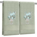SmoothNovelty 2 Pcs Eucalyptus Hand Towels Gray Green Bathroom Decor 14x29 Inch Embroidered 100% Cotton Soft Absorbent Spring Summer Decorative Hand Towels for Bathroom Kitchen - style: Eucalyptus