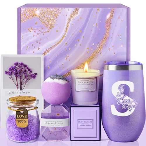 Personalized Birthday Gifts for Women Mom Wife Sister Daughter Friends Her, Monogrammed Mothers Day Anniversary Thank You Christmas Get Well Soon Spa Gift Baskets, Customized Self Care Gift for Women - style: S