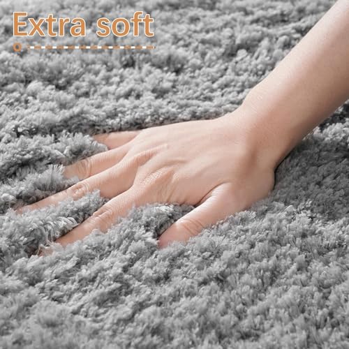 LOCHAS Bathroom Rug Runner 24x48 Inch, Soft Thick Absorbent Microfiber Bath Rugs for Bathroom, Machine Washable, Shaggy Plush Non Slip Bath Mat for Tub, Shower Floor, Quick Dry Mats, Grey - color: Grey, size: 48x24 inch (Rectangular)