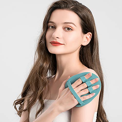 1 Pack Soft Silicone Shower Brush, Body Scrubber Exfoliating Skin Massage | Body Wash Bath Dry Skin Brushing Glove Loofah, Fit for Sensitive and All Kinds of Skin(Eucalyptus Green) - color: Eucalyptus Green