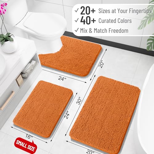 OLANLY Toilet Rugs U-Shaped 20x20, Extra Soft Absorbent Chenille Contour Bathroom Rugs for Toilet, Dry Quickly, Machine Washable, Non-Slip Bath Mat, Clay - color: Clay, size: 20" X 20" Contour Rug