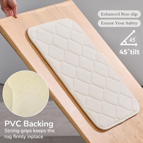 3Pcs Bathroom Rugs Set, Memory Foam Bath Mat Set, Soft Absorbent Non-Slip Bathroom Mats, Machine Washable Quick Dry Bathroom Decor - Perfect for Shower, Bathtub White