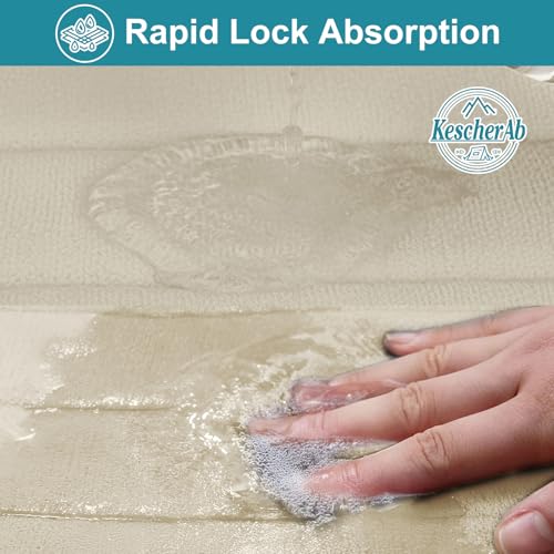 Bathroom Rugs Sets 3 Pieces Thicker Memory Foam Bath Mat with Non Slip Backing, Machine Wash, Dries Quickly, Ultra Soft Beige Bath Carpet with Toilet Rug for Bathroom,Kitchen,Tub - color: Beige, size: 31" X 19" + 23" X 15" + U19" X 15"