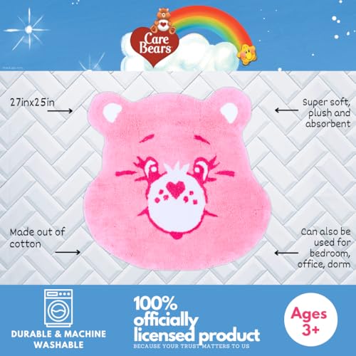 Care Bears Cheer Bear Pink Cotton Non Slip Plush Bathroom Mat Rug (Officially Licensed Product) By Franco - color: Care Bears