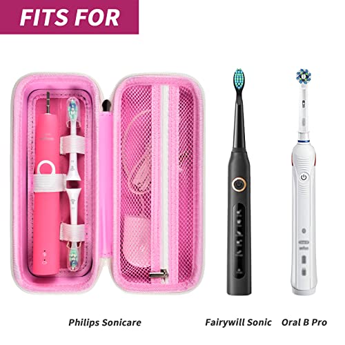 Comecase Toothbrush Travel Case for Oral-B/for Sonicare - Pink, Bag Only | Mesh Pocket for Toothpaste, Charger and Accessories, Fits for Oral-B Pro 1000 2000 3000 3500 1500, for Sonicare 4100 5100 - color: Pink, size: Regular Size