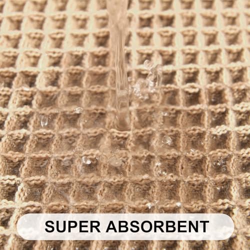 Hiasan Set of 2 Waffle Bath Mat, Super Absorbent Non Slip Bathroom Boho Rug with Tassels, Machine Washable Bath Mats for Bathroom, Ultra Soft Rubber Backed Rug, Brown, 16" x 24" + 24" x 60" - color: Brown, size: 16" x 24" + 24" x 60"