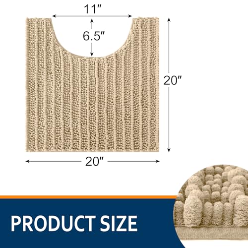 Smiry Bathroom Toilet Rugs U Shaped 20x20, Extra Soft Absorbent Non Slip Rubber Backing Chenille Contour Bath Rugs for Toilet, Machine Washable Contoured Bath Mats, Beige - color: Beige, size: 20'' X 20''
