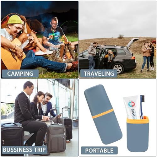 COMNICO Travel Toothbrush Cup Case Portable PP Seal Tooth Brush Holders Cover Multi-Function Toothpaste Storage Container Cup for Home School Camping Business Trip Bathroom - color: Dark Green