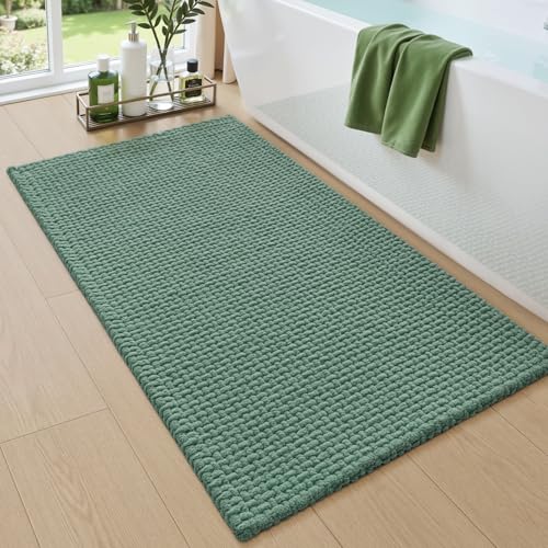 DEXI Bathroom Rugs 43x24, Non Slip Washable Bath Mat, Absorbent Chenille Bathmat, Ultra Soft Thick Carpet for Tub Shower Floor, Green - color: Green, size: 43" X 24" (Rectangular)