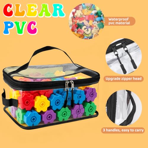 8 Packs Toy Storage Bags, Reusable Clear PVC Board Game Storage, Toy Storage Organizer Bags with Zipper for Building Blocks, Puzzle and Handmade Accessories, Clear Toiletry Bag - color: Black, size: XX-Large