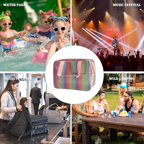 Waterproof Makeup Bag,11.81 x 5.12 x 8.27 inch Iridescent TPU Travel Toiletry Bag with Handle for Women & Men, Portable Cosmetic Pouch for Gym Swim Beach (A23014-536-1) - color: A23014-536-1