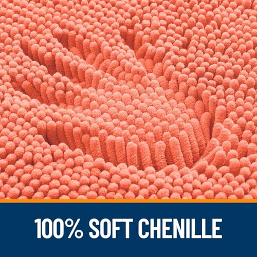OLANLY Bathroom Rugs Sets 2 Piece, Soft Absorbent Chenille Bath Mats Area Rug Set, Non-Slip, Quick Dry, Machine Washable Bath Mats for Bathroom, Home Decor Accessories (59"x20"+30"x20", Coral) - color: Coral, size: 59" X 20" + 30" X 20"