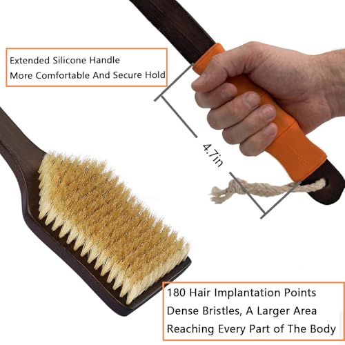Back Scrubber for Shower,Exfoliating Shower for Men with Long Handle,Dry Brushing Body Brush,Lymphatic Contour for Full Body Exfoliation, Skin Cleansing & Lymphatic Drainage - color: Pink Handle, size: SOFT