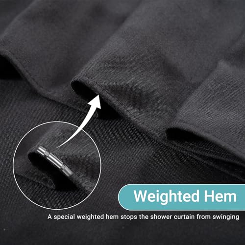 36x72 Black Linen Shower Curtain, Heavy Duty Cloth Bath Curtain Set with 12 Plastic Hooks Simple Hotel Spa Quality Luxury Shower Curtain for Bathroom, Water Repellent, 36Wx72L - color: Black, size: 36"W x 72"L (Pack of 1)
