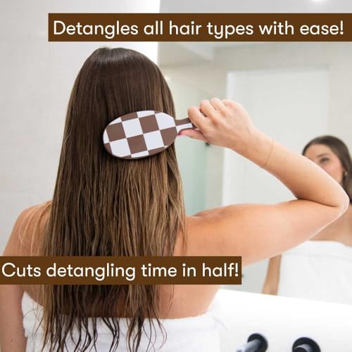FRAMAR Hair Brush Detangler – Wet Hair Brushes For Women, Womens Hair Brush, Hair Accessories, Hairbrush For Women, Cepillos Para Cabello, Reduces Breakage – Detangle Brush - Chocolate - color: Chocolate Checkered