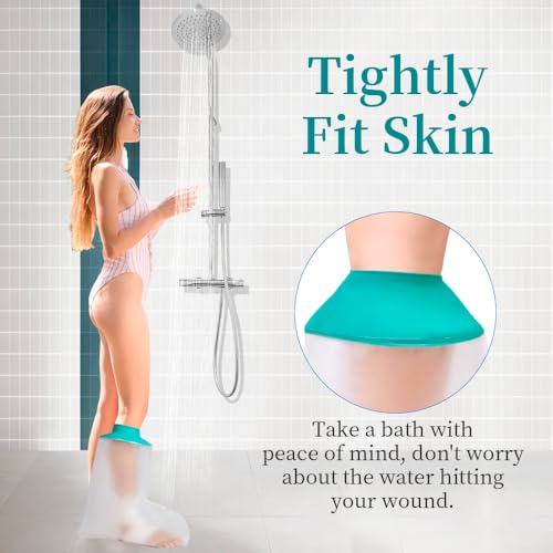 Cast Covers for Shower Leg, Waterproof Cast Cover for Showering, Cast Protector for Shower Leg Adult, Shower Boots for Foot after Surgery, Ankle, Foot (Diameter - 7.9") - color: Short Leg, style: Reinforced Green