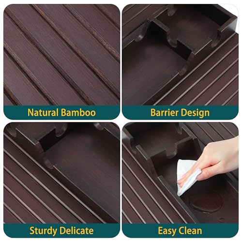 Bamboo Couch Cup Holder Arm Tray Table，Foldable Couch Drink Holder Armrest Table，Sofa Arm Rest Tray，Flexible Arm Chair Table Recliners for Drink,Cups, Snacks, Phone, Remote (Mahogany) - color: Mahogany