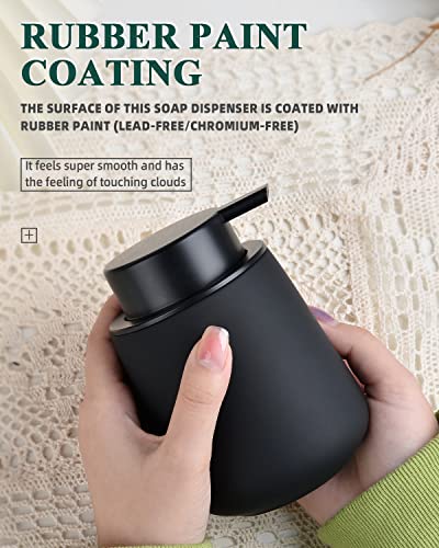 BosilunLife Black Soap Dispenser - Ceramic Dish Soap Dispenser for Bathroom 12ounce Refillable Liquid Hand Dispenser for Essential Oil, Lotion Dispenser with Pump (Rubber Paint) - color: Rubber Black