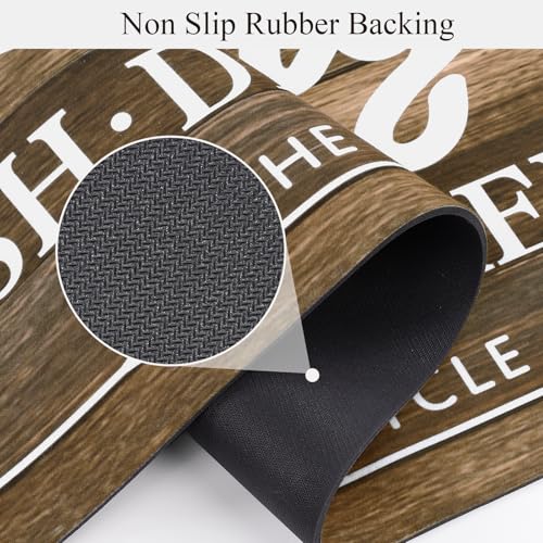 Pauwer Laundry Room Rug Runner 20"x60" Waterproof Rubber Laundry Mat Non Slip Kitchen Mats for Floor Washable Floor Mat Runner Rug for Farmhouse Mudroom Washroom Bathroom Decor - color: Brown, size: 1'8" x 5'