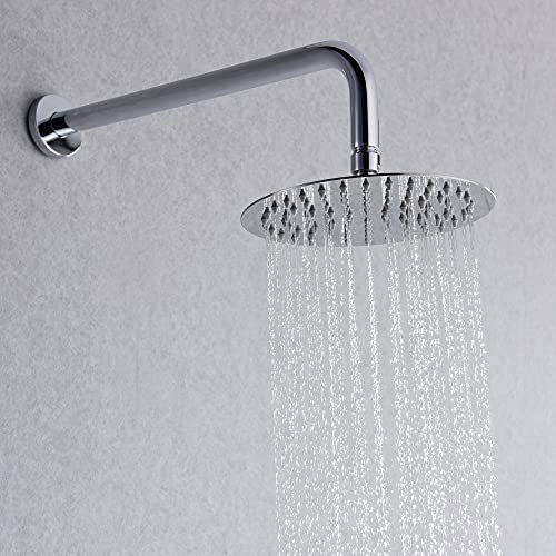 SUMERAIN 3 Handle Shower and Tub Faucet Set, Chrome | Wall Mounted, Waterfall Tub Spout, 8" Rain Shower Head, Brass Rough-in Valve, Cross Handle - color: Chrome