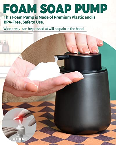 Bosilunlife Ceramic Foaming Soap Dispenser - 12Oz Bathroom Countertop Kitchen Dish Soap Pump Dispenser Foam Soap Dispenser - Matte Black - color: Matte Black