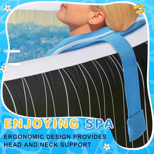 Yerliker 2 Pcs Foldable Hot Tub Booster Seat for Adults Adjustable 2 Heights up to 6.3" with Bath Pillow Weighted Spa Cushion Mesh Inflatable Hot Tub Seat Accessories for Spa Bathtub Pool