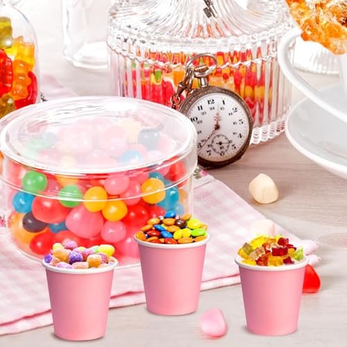 3 oz Small Paper Cups, 50 Pack Bathroom Cups Mouthwash Cups Pink | 3 oz Bathroom Espresso Cups, Disposable Paper Cups for Snack Espresso Campers Home Condos - color: Pink, size: 50 Count