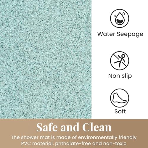 Shower Mat Bathtub Mat Non-Slip,32x24 inch, Soft Tub Mat with Drain,PVC Loofah Bath Mat (Phthalate Free) for Tub and Bathroom,Quick Drying,Green - color: Green, size: 32" x 24" (Rectangular)