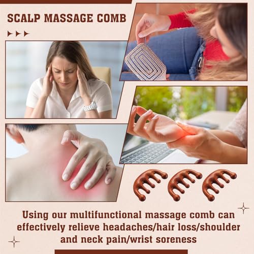 LemonRoad 12 Pack Wooden Scalp Massager Natural Sandalwood Wide Tooth Combs Wooden Head Scalp Massage Combs Bulk for Hair Growth Hair Care(Classic) - style: Classic