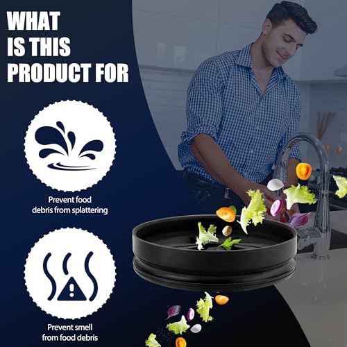 3 3/8" Garbage Disposal Splash Guard Sink Baffle QCB-AM Replacement for InSinkErator Evolution Series, Upgraded Funmit Removable Quiet Collar Drain Plugs, Garbage Disposer Accessories, Black - color: Black - 2 Pack
