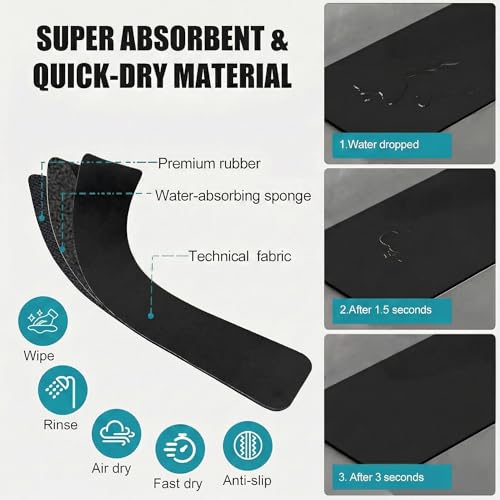 Absorbent Kitchen Sink Faucet Mat for 2-Hole 8" On-Center Faucets 30"x5.5" | Fits Sink with Soap Dispenser, Air Gap or Side Sprayer - Cuttable Drip Catcher Splash Guard for Irregular & 3, 4 Hole Sinks
