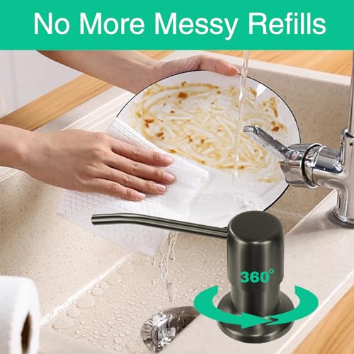 Soap Dispenser for Kitchen Sink, Built in Sink Soap Dispenser, Countertop Soap Dispenser Pump with 47" Extension Tube kit, No Need to Fill Little Bottle Again, Gray - color: Gray