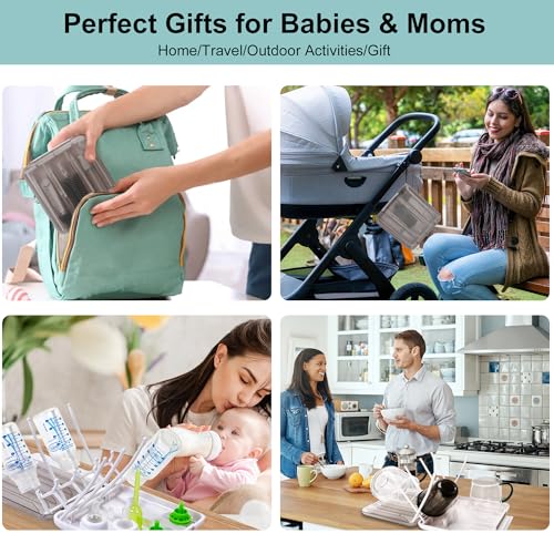 Baby Bottle Brush, 7 in 1 Travel Bottle Cleaner Kit with Soap Dispenser, Bottle Drying Rack, Dishcloths, Portable Essentials for Home and Travel-White - color: White