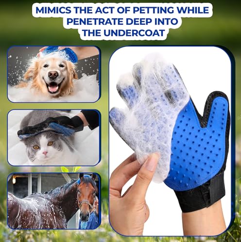 Pet Grooming Set with Dog Washing Gloves for Bathing, Dog Bath Brush and Silicone Dog Toothbrush, Pet Grooming Gloves for Dogs, Cats and Horses with 185 Silicone Tips