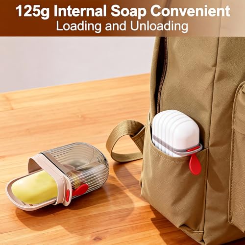 2-Pack Waterproof & Leakproof Travel Soap Case with Lid, Portable Soap Container with Draining Layer for Travel, Camping, Bathroom, Gym, Outdoor